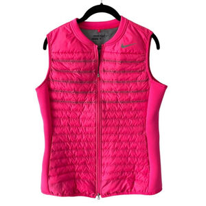 Nike Golf Aeroloft Zip Up Crew Neck Outdoor Quilted Vest Neon Pink Medium